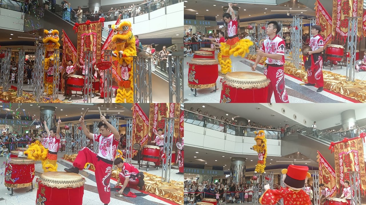 新加坡藝威体育会 Yi Wei War Drum and Lion High Pole Performance at Habourfront Centre 