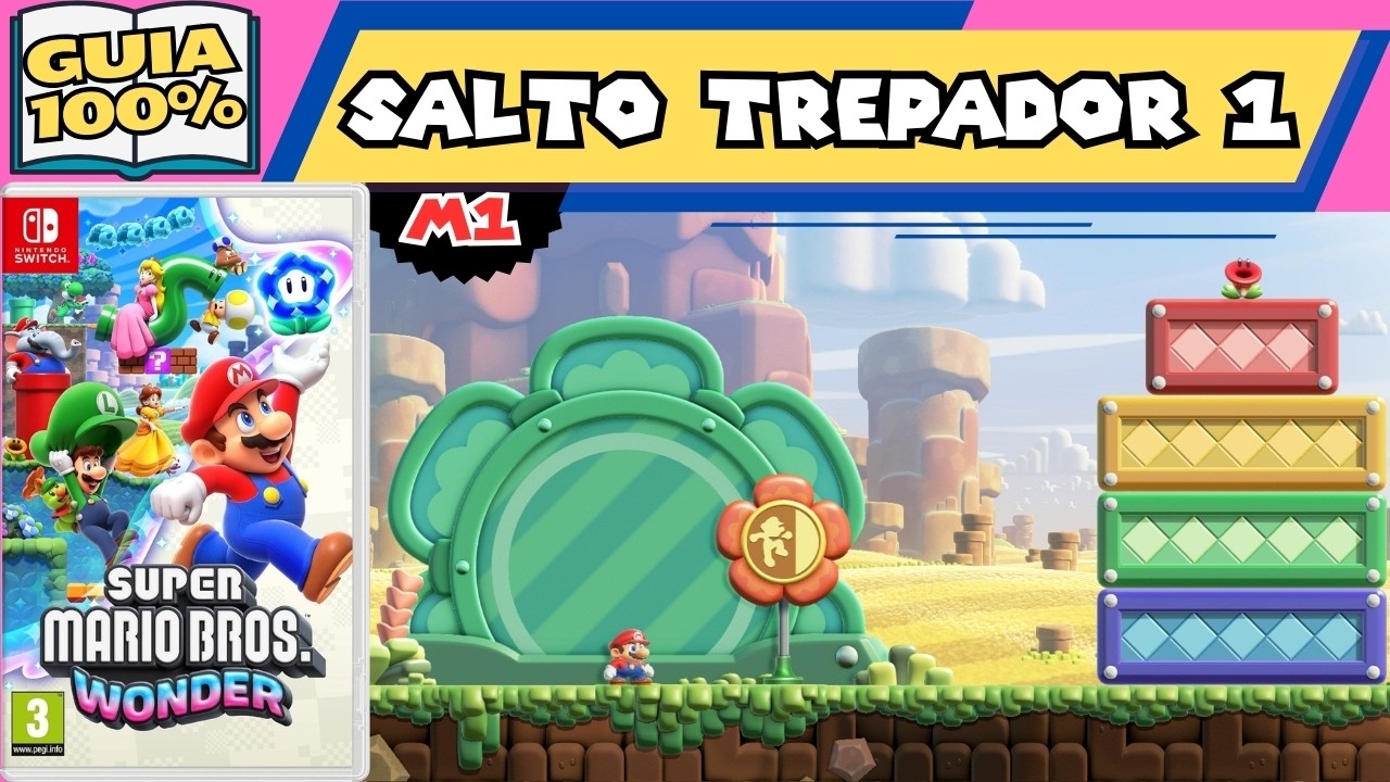 🐘M1🌺 Reto de insignia: Salto trepador 1 (GUIA 100%) MARIO BROS WONDER ...
