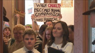 Iowans protest as contentious LGBTQ bills advance subcommittee
