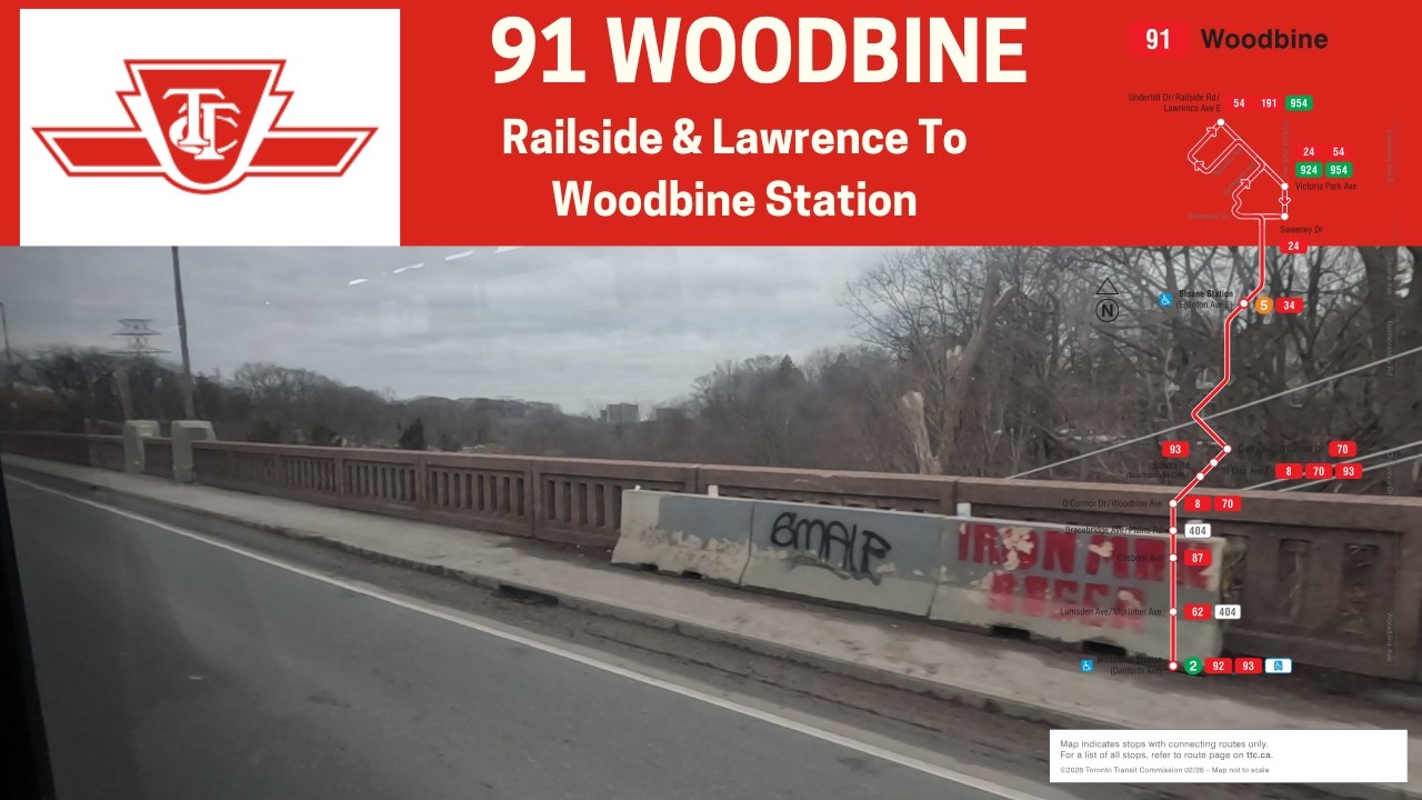 TTC 91 Woodbine - York Mills Road To Woodbine Station -  Full Route