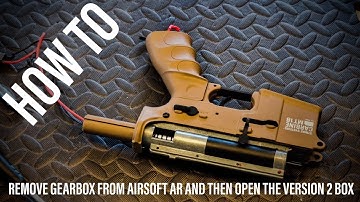How to remove a V2 gearbox from an Airsoft AR based replica. How to open the V2 gearbox.