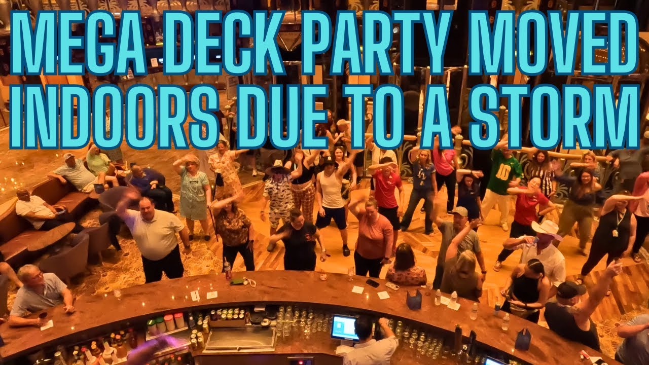 Mega Deck Party moved indoors due to stormy weather on the Carnival Legend!