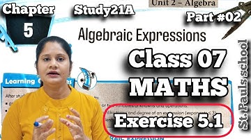 Algebraic Expressions | Class 7 Maths Chapter 5 | Exercise 5.1 Full Solution |St.pauls | Score 100%"
