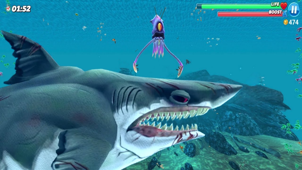ENEMY GIANT MONSTER MEGALODON GAMEPLAY - Hungry Shark World