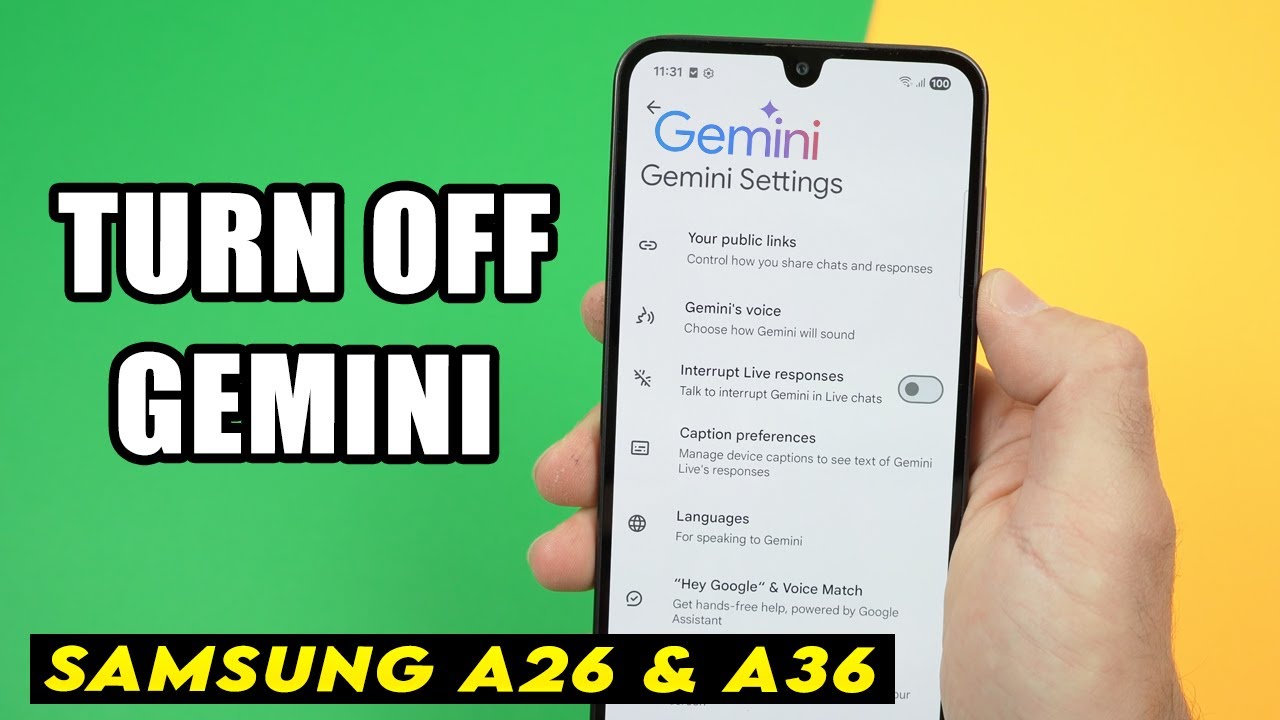 How to Turn Off Gemini on the Samsung A26 & A36 - YouTube