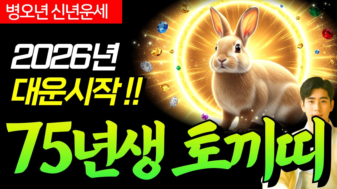 [1975년생 토끼띠 운세] ✨ 2026년 병오년 신년운세 총정리 🔮75년생 을묘생 월별운세·대운·재물운·건강운·개운법 완벽 해석
