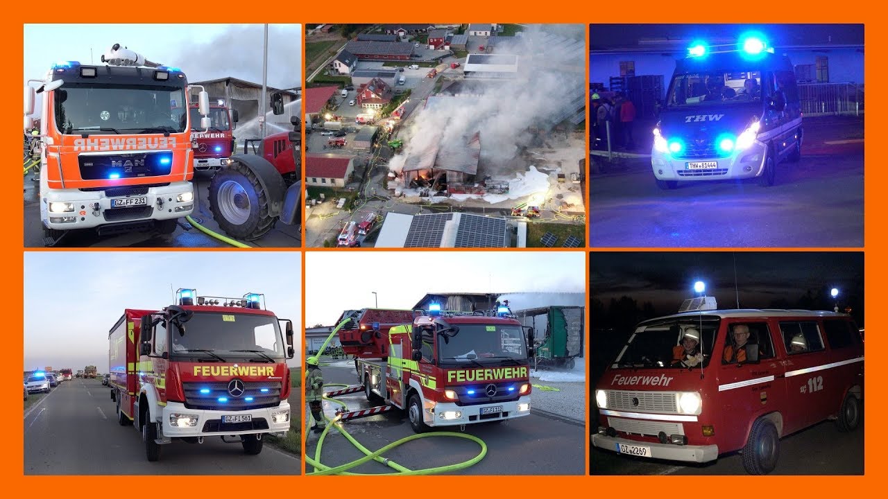 * Großbrand mit Großeinsatz *  (ca. 300 EINSATZKRÄFTE) - STROH  in FLAMMEN - [E]