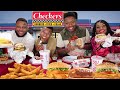 Checkers Family Mukbang, Triple Cheeseburger, Chili Cheese Dog, Wings and more