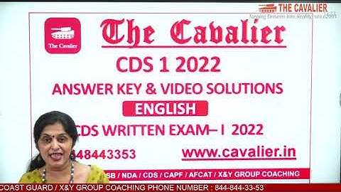 CDS 1 2022 Answer key and Video Solutions | CDS 1 2022 Answer Key | Solved Question Paper | Cavalier