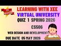 CS506 Web Design and Development  Quiz 1 Spring 2026 Virtual University of Pakistan