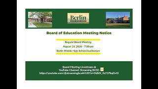 BCSD Board of Education Meeting 8/18/26