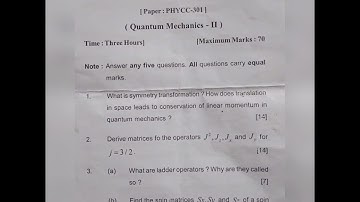 M.SC. PHYSICS QUANTUM MECHANICS-2 PAPER (SEMESTER-3RD) (2021) LUCKNOW UNIVERSITY