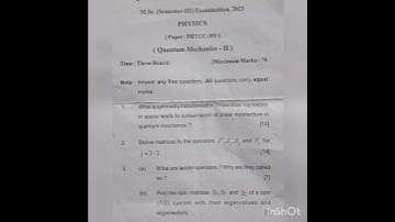M.SC. PHYSICS QUANTUM MECHANICS-2 PAPER (SEMESTER-3RD) (2021) LUCKNOW UNIVERSITY