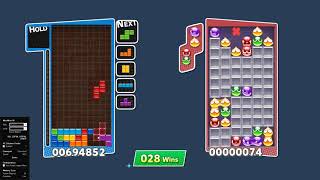 [TAS AI] Puyo Puyo Tetris (PC) Versus Endurance Mode - Zetris (No Hold) 4.78M Score, 76 Wins