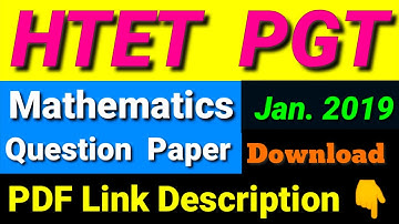 HTET PGT Mathematics previous year Question paper PDF || Jan. 2019 || Download ||Maths Upto Infinity