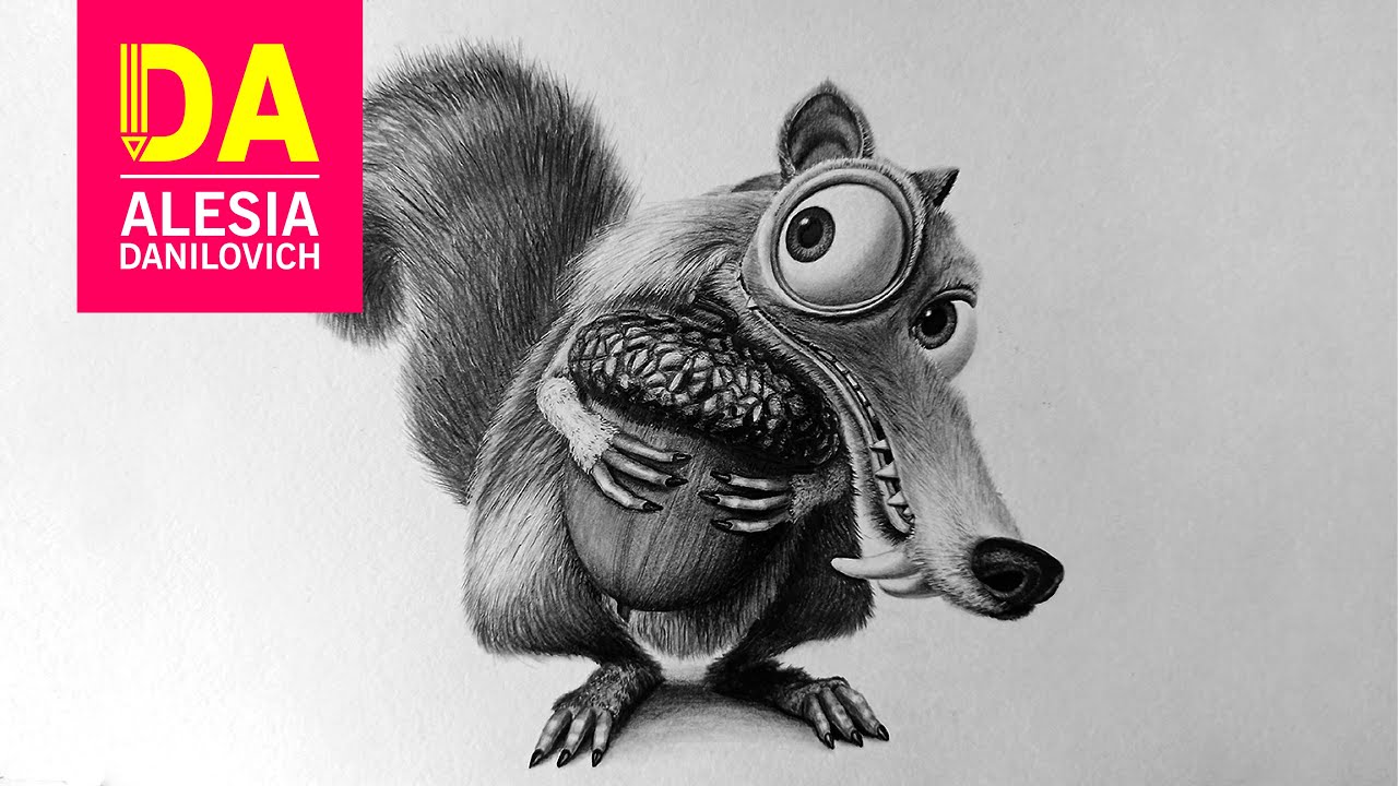 Drawing cartoon "Ice Age" squirrel!!! - YouTube