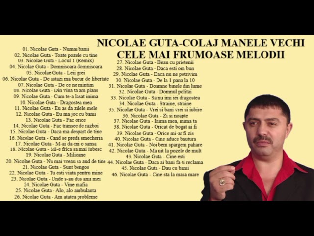Nicolae Guta - Colaj Manele Vechi - Cele mai frumoase melodii - Best Of (Partea 2-Colaj) class=