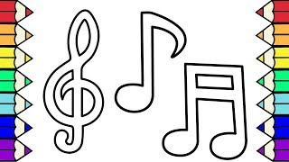 🎶 Musical Notes Coloring And Drawing For Children | How To Draw Music Note For Kids