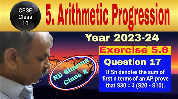 RD Sharma Class 10 EX 5.4 Q 17: If Sn denotes sum of first n terms of an AP, prove S30=3(S20-S10)