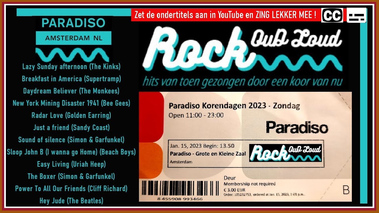 Rock Oud Loud Paradiso Amsterdam Korendagen 2023 Pop Koor uit