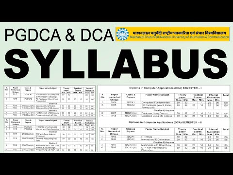 Syllabus : PGDCA and DCA | Makhanlal Chaturvedi University Bhopal | PGDCA and DCA Subjects