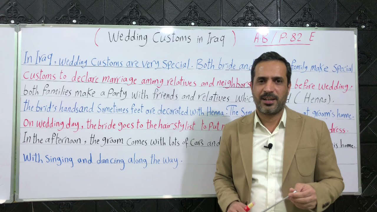 الرابع الاعدادي. Unit 5. إنشاء عن عادات الزفة في العراق