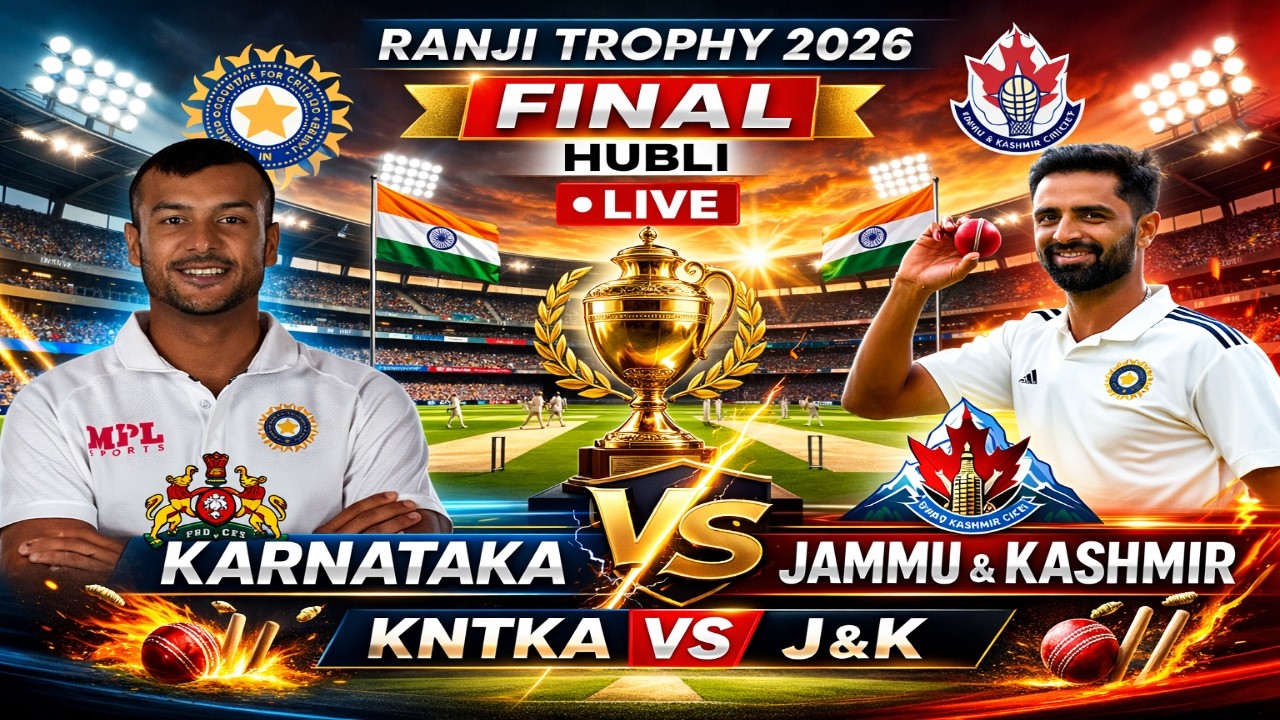 KNTKA vs J&K LIVE 🔴 | Ranji Trophy 2026 Final at Hubli | Karnataka vs Jammu & Kashmir | Day - 2