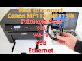 How to connect Canon MF112/MF113W Multifunction via USB, Wi-Fi, Ethernet. Scanner and printer setup
