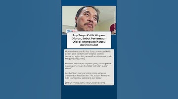 Roy Suryo Sindir Wapres Gibran saat Bertemu Driver Ojol: Kemarin Reuni Palsu, Sekarang Ojol Palsu