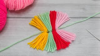 Amazing 3 Beautiful Hand Embroidery Flower making ideas with Woolen Yarn | Easy Sewing Hack