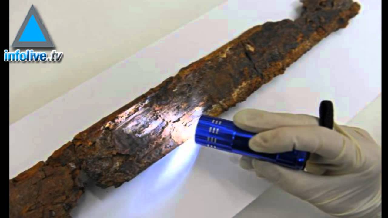 Ancient sword, menorah engraving  found