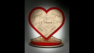 Laser Cut Mothers day Heart Puzzle Tutorial- lightburn tutorial