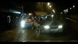Fail: Car Tries To Skip Traffic & Backs Into A Police Car!
