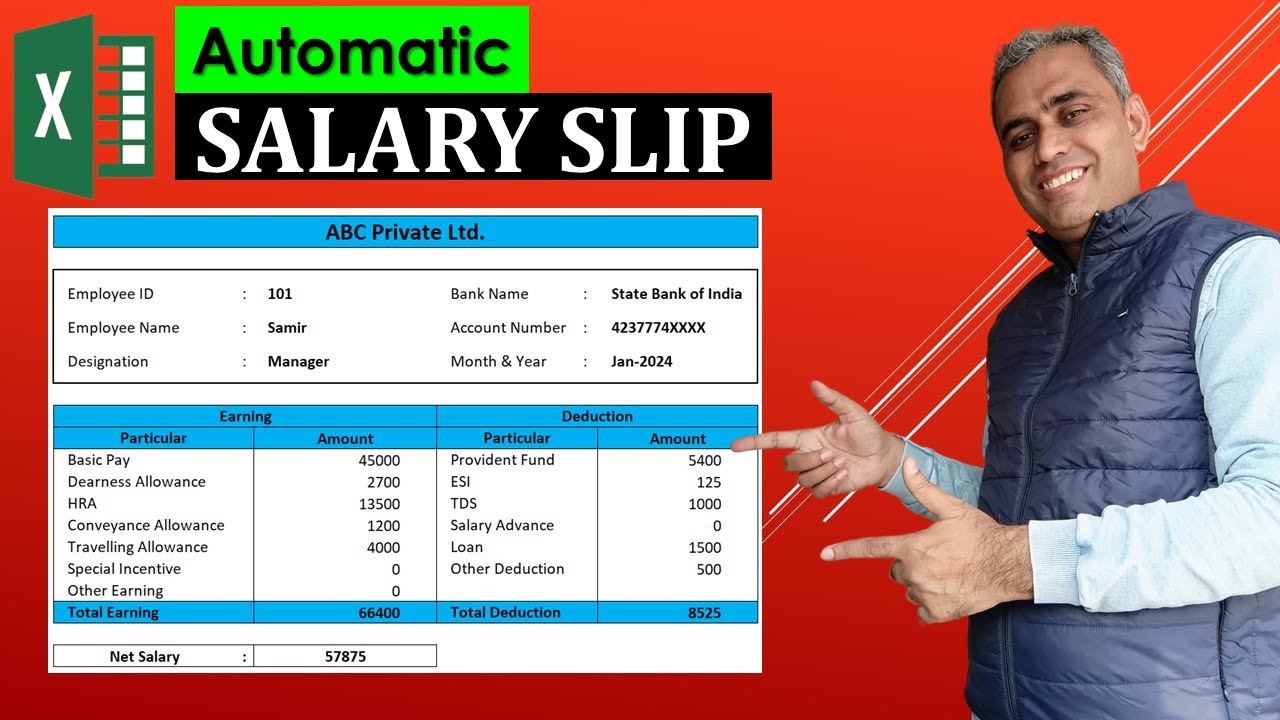 Salary Slip in Excel How to create salary slip in excel [Hindi