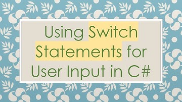 Using Switch Statements for User Input in C#