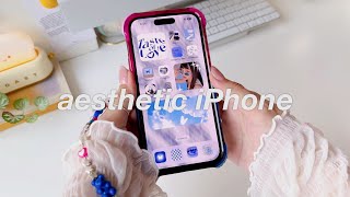 HOW TO MAKE YOUR PHONE AESTHETIC: customize with me, pinterest girl aesthetic, iPhone 14 Pro 💙🦋🤍