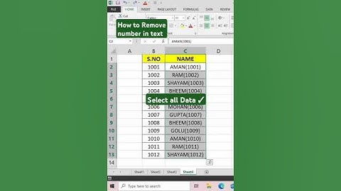 How to Remove number in text || #tricks #shorts #youtubeshorts #trending #likeforlikes #exceltips