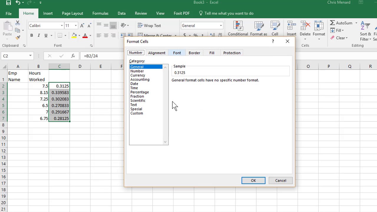 Convert decimals to time in Excel by Chris Menard YouTube