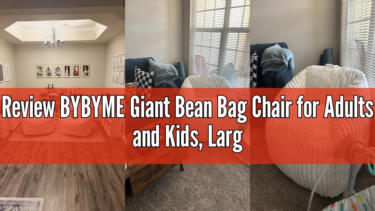 Review BYBYME Giant Bean Bag Chair for Adults and Kids, Large Comfy Cozy Beanbag, Floor Sofa for Tee