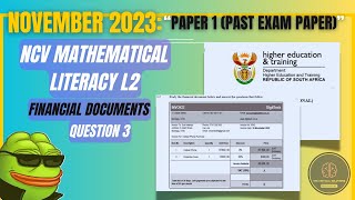 MATHEMATICAL LITERACY L2 (NCV): FINANCIAL DOCUMENTS | NOV 2023 PAPER Q3 SOLVED! 💰📊 screenshot 4