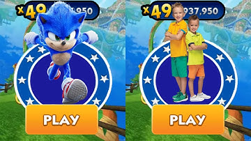 Sonic Dash vs Vlad and Niki Run - Movie Sonic vs All Bosses Eggman Zazz All Characters Unlocked
