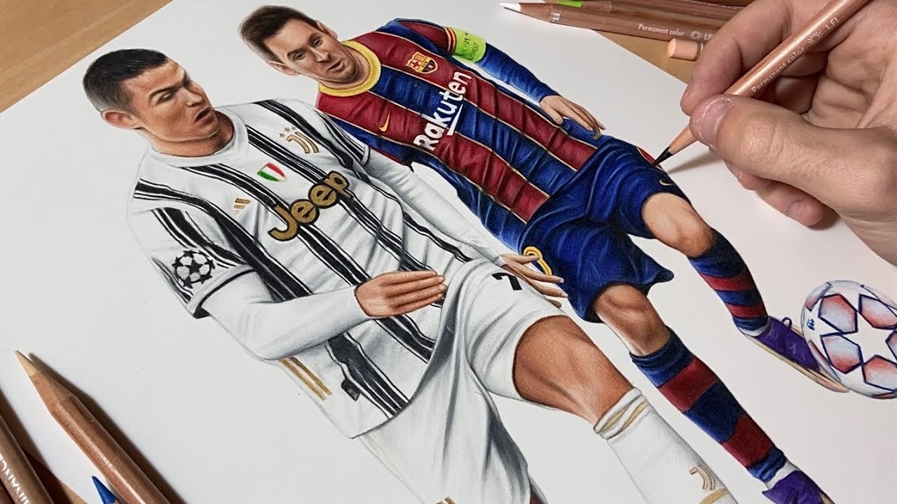 Drawing Ronaldo vs Messi (2021) • Time Lapse - YouTube