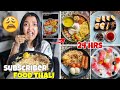 I ate subscriber food thali for 24 hours challenge  cooking biryani sushi  more  food challenge