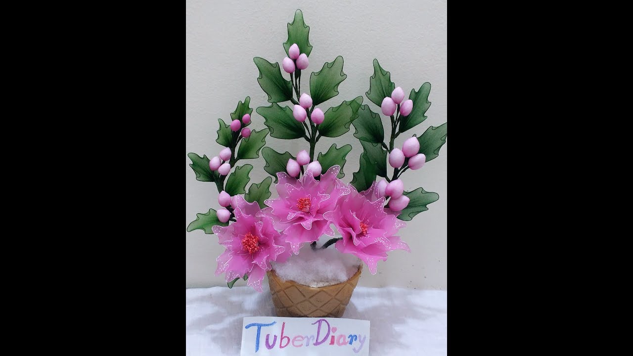 How to make nylon stocking Poinsettia flower YouTube