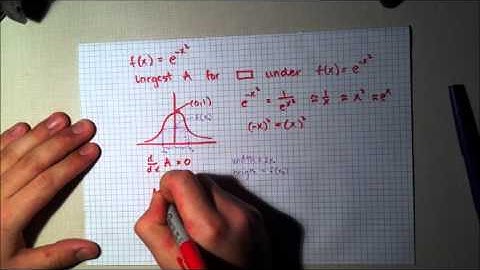 Area of largest inscribed rectangle, f(x)=e^(-x^2), Calculus II