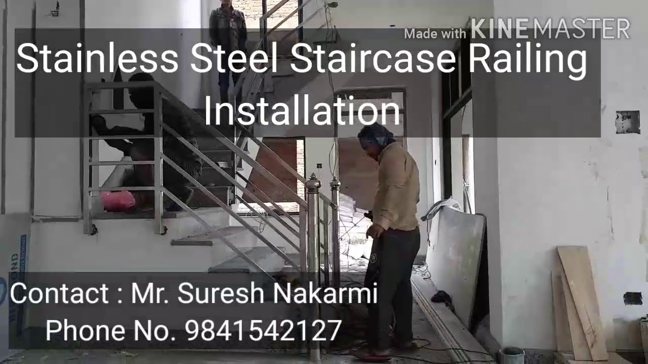 Stainless Steel Staircase Railing Installation - YouTube