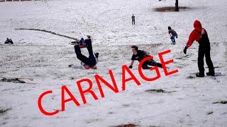 SNOWSKATING on 2 Inches of Snow *CARNAGE*