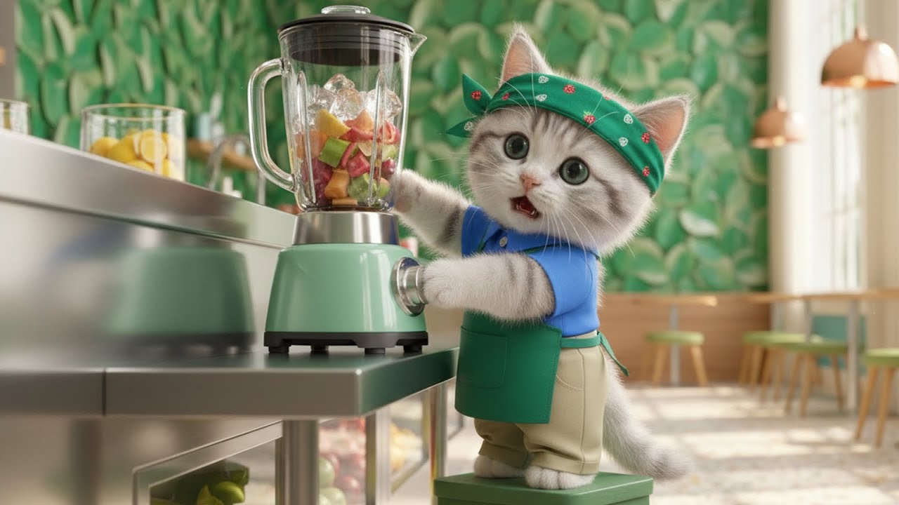 いらっしゃいませ!!ジュース屋さんでアルバイト!!ねこの一日に密着🐱🍹