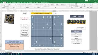 Sudoku Game Excel - Unique Solution Puzzle