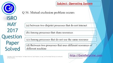 ISRO MAY 2017 Q56. Mutual exclusion problem occurs